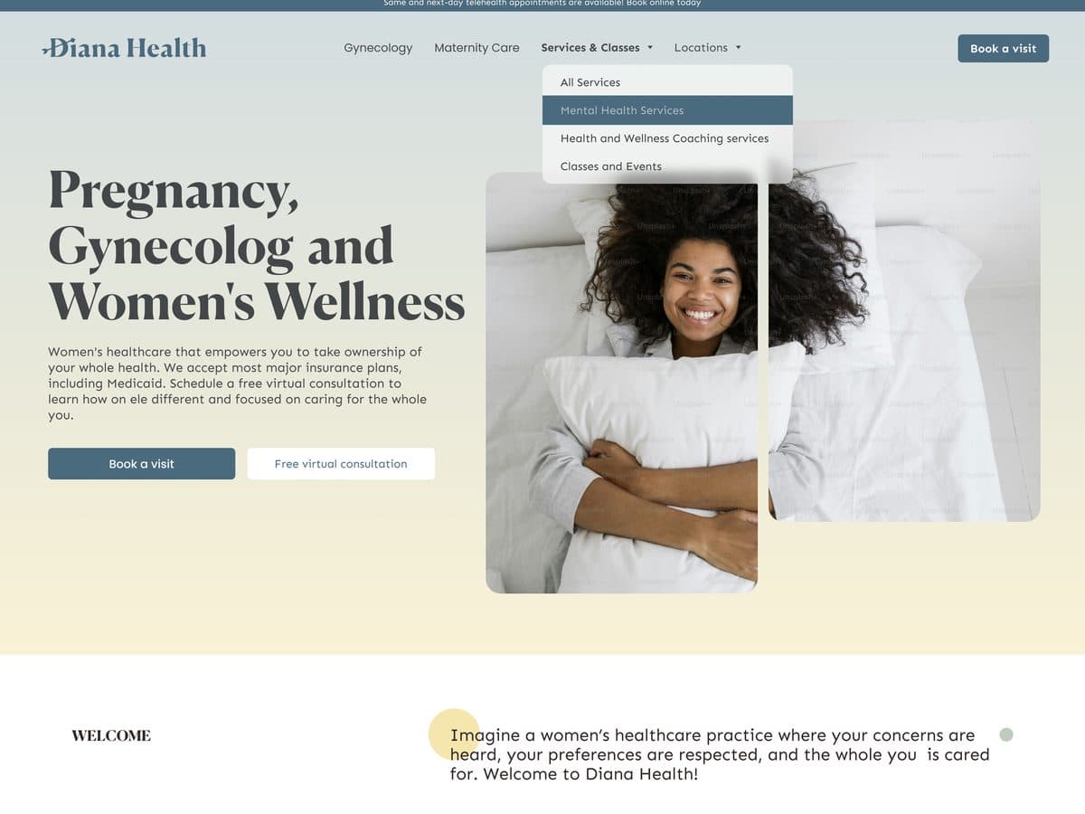 Diana Health website design