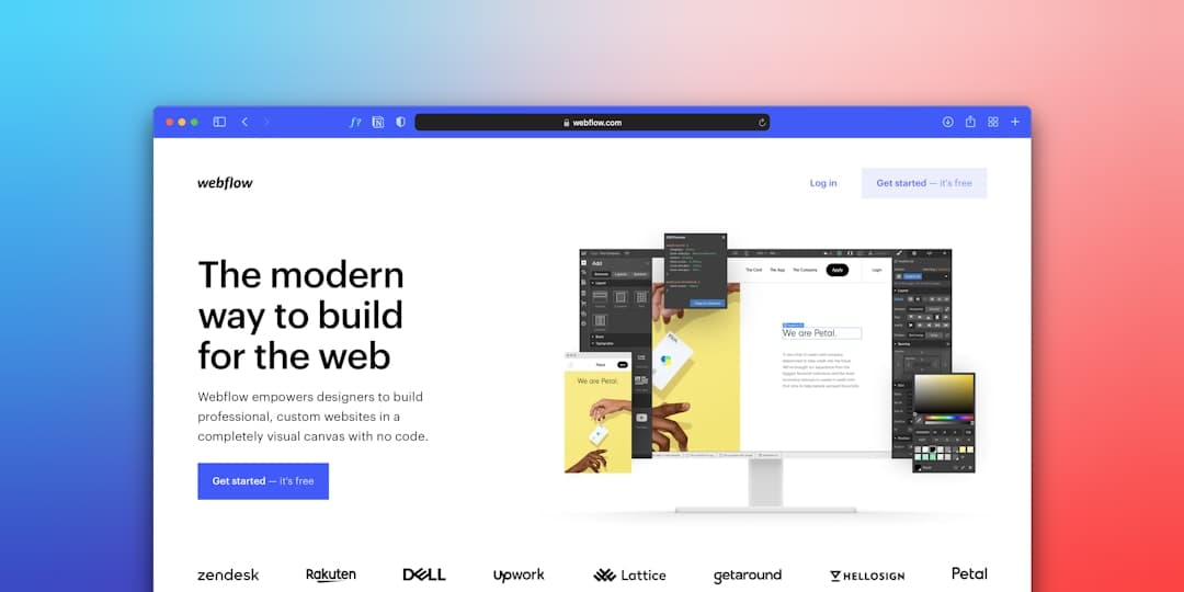 Modern website builder interface showing web design tools