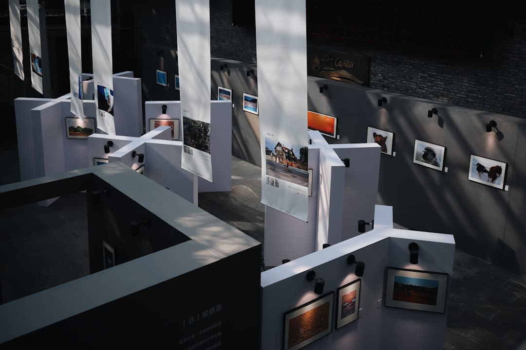 Photography gallery exhibition with framed prints