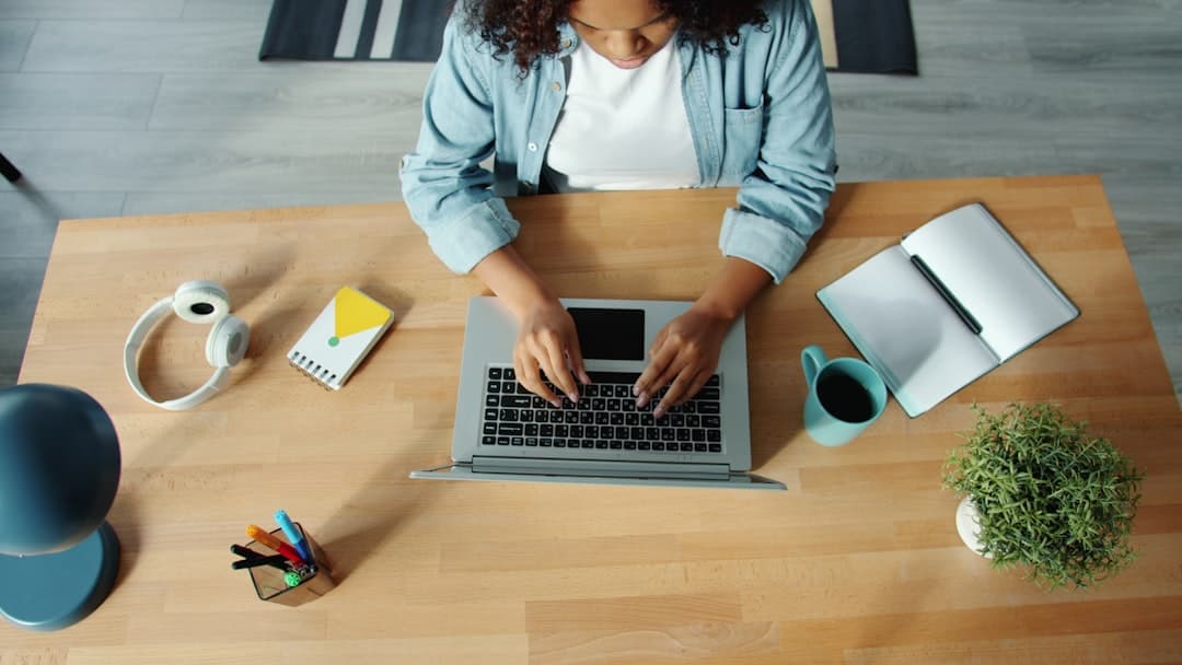 Student using an online learning platform on a laptop