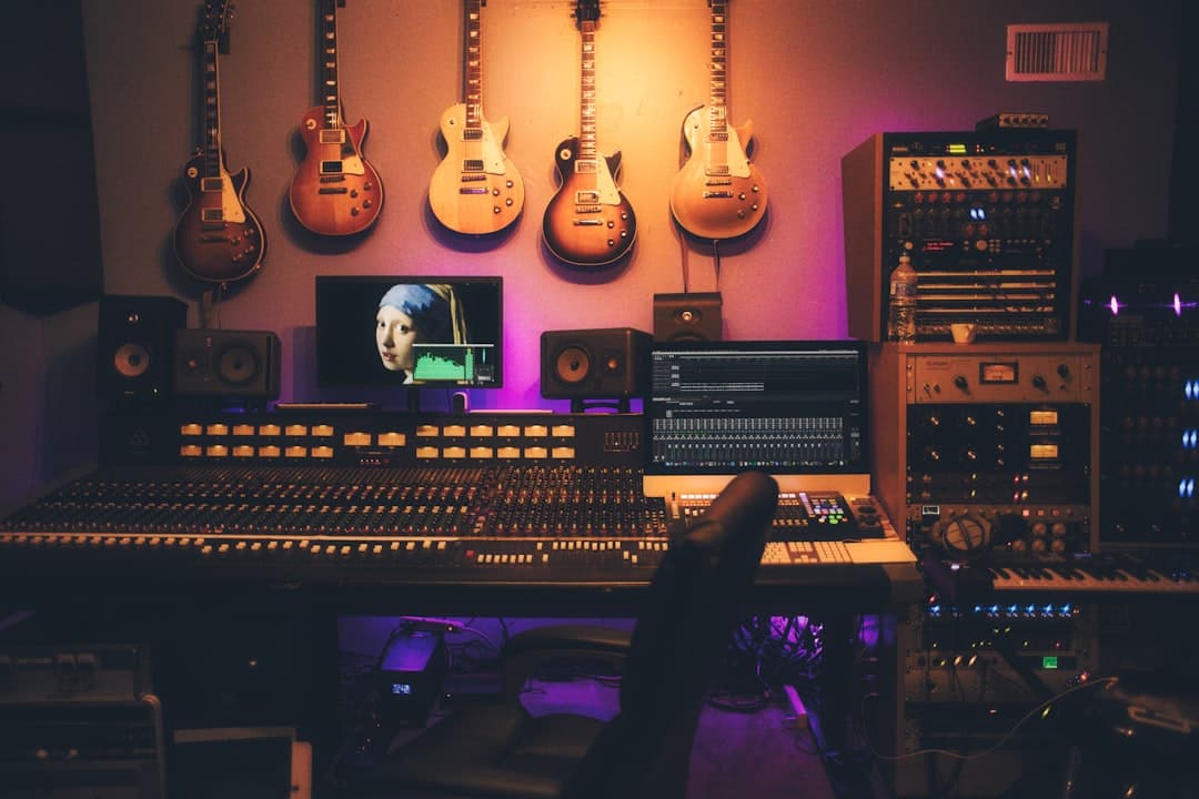 Musician in a recording studio