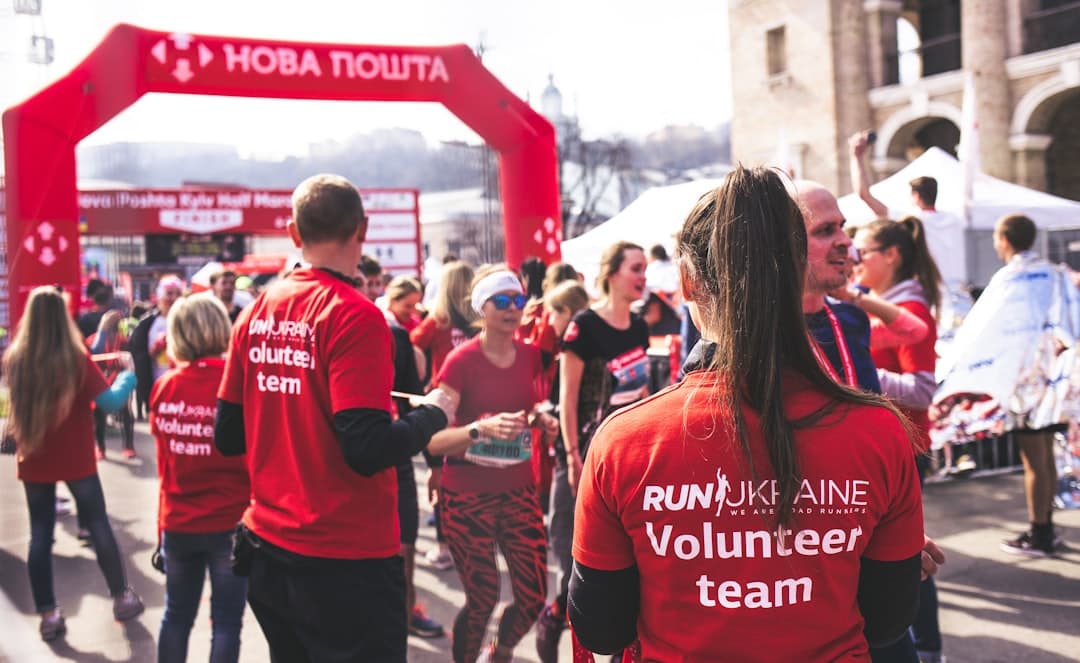 Nonprofit volunteers working together