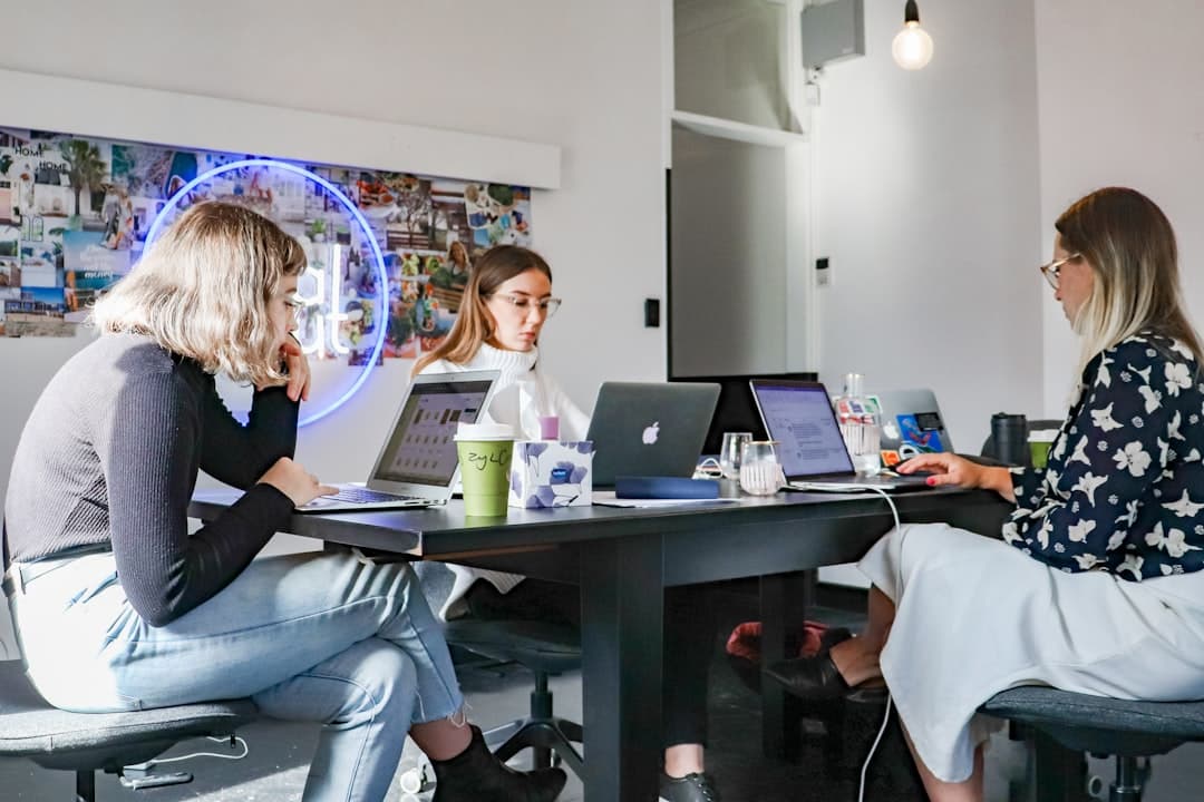 Startup team working in an office