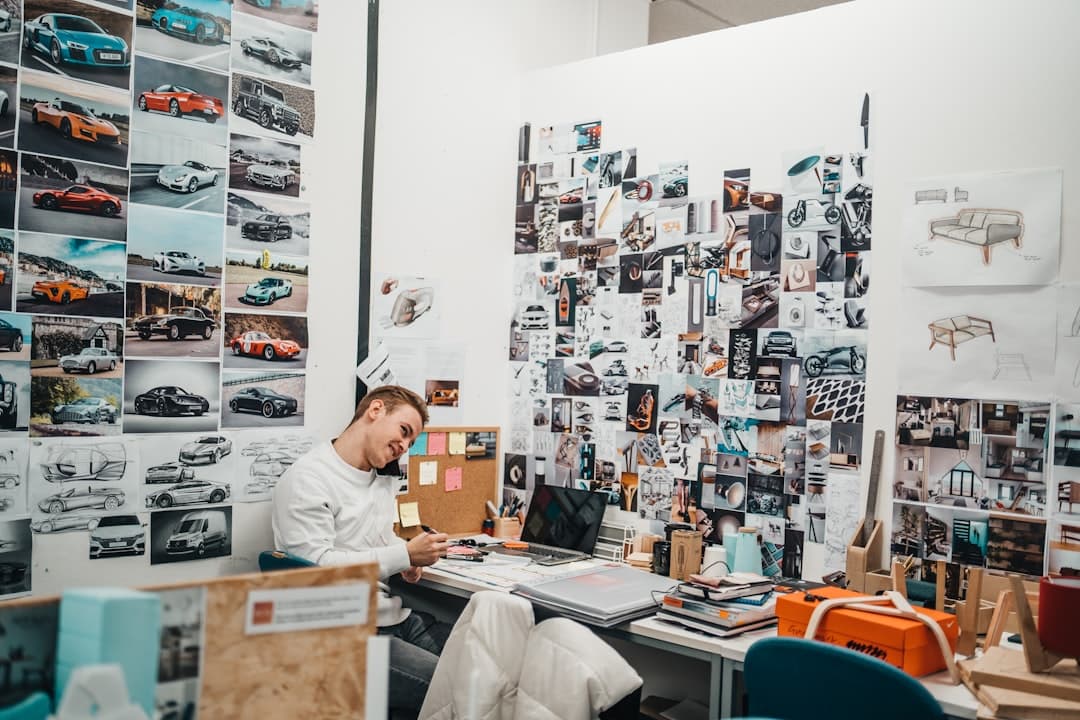 Web designer working in a studio