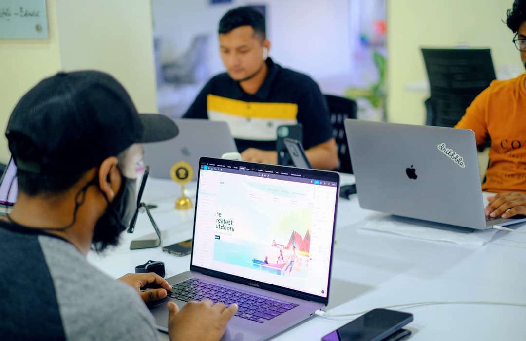 Web development agency website design layout on a screen