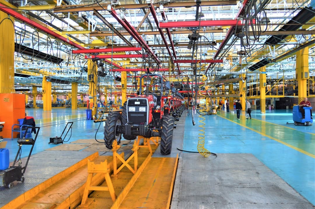Modern factory floor representing manufacturing website design
