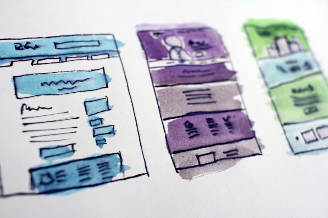 Wireframe sketches comparing three website builder layouts