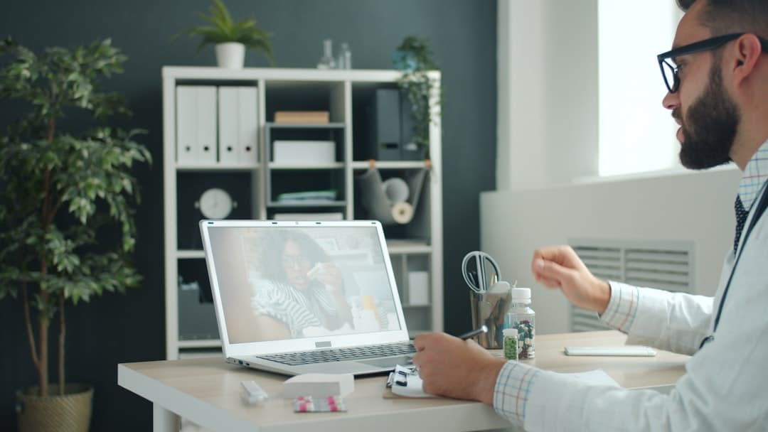 Doctor on a telehealth video consultation
