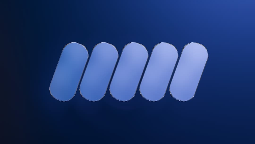Five light blue oval shapes on a dark blue background.
