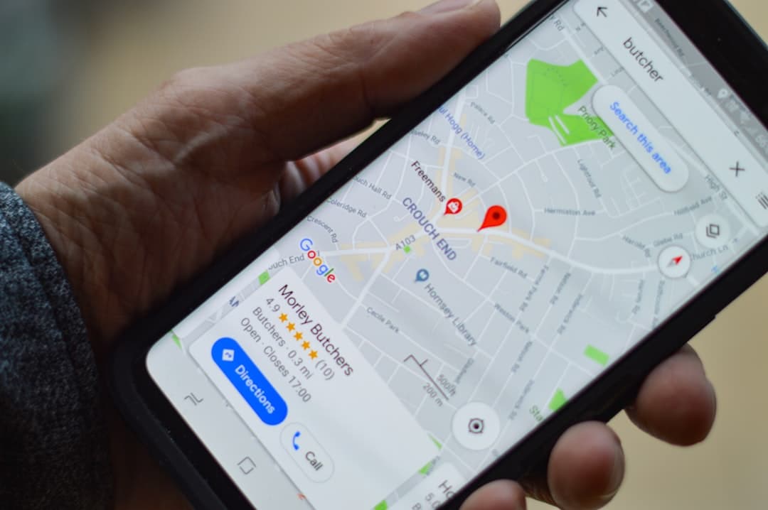 Local SEO concept showing a local business location pin on a map search result